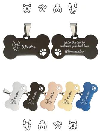 1 Peça Pequena Etiqueta de identificação para animide de estimação em forma de osso, personalizável no verso com nome do animal de estimação, informações de contato, endereço, etc. É gravado para evitar a perda de animais de estimação e adequado para cães e gatos de pequeno e médio porte. Ornamental, Gravado, Aço Inoxidável, Estiloso, Moda, Colorido, Vintage, Fofo, Contratado, Personalizados, Únicos, Personalizados, Animais de Estimação Personalizados para Aniversários, Para Aniversários
