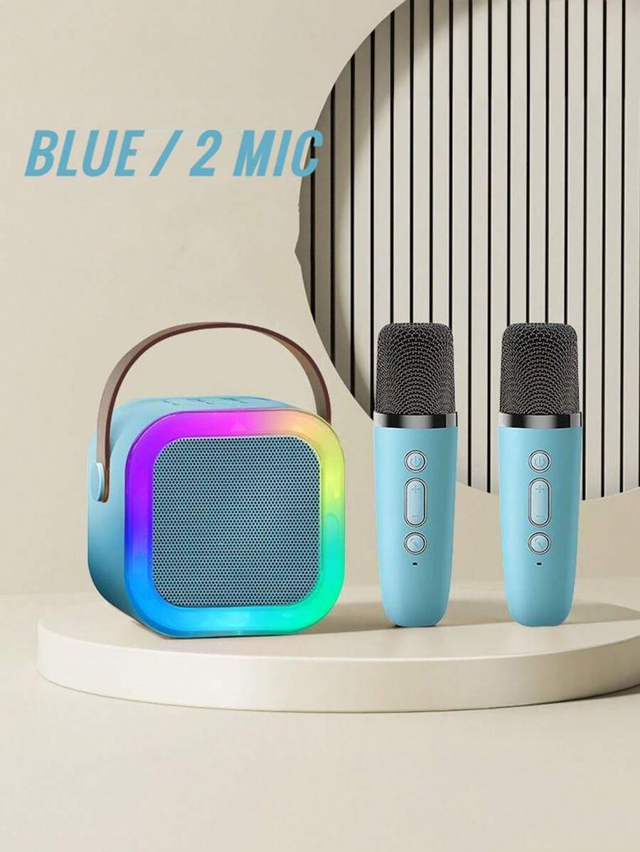 Khaki K12/K52  Double Malt Wireless Portable K-Song Microphone Microphone, Outdoor Singing Bluetooth Speaker Home Small KTV - Loa K52S Dual-Meg Blue - Xem 1