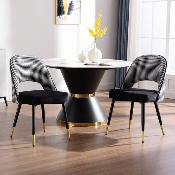 WAHSON OFFICE CHAIRS 2 sillas de comedor Wahson, silla de comedor de terciopelo con patas de metal, silla tapizada de salón para comedor/restaurante
