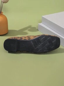 Zapatos planos de mujer con estampado de leopardo, cómodos zapatos de mujer de punta cuadrada, zapatos informales de primavera/otoño para mujer - Amarillo - Ver 7
