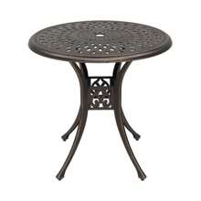 Patio Dining Table Outdoor Furniture, Round Diamond Top Patio Cast Aluminum Table Large Table For Patio, Garden, Porch And Poolside, 30.71" X 30.71" X 29.53" - 銅色 - 查看 3