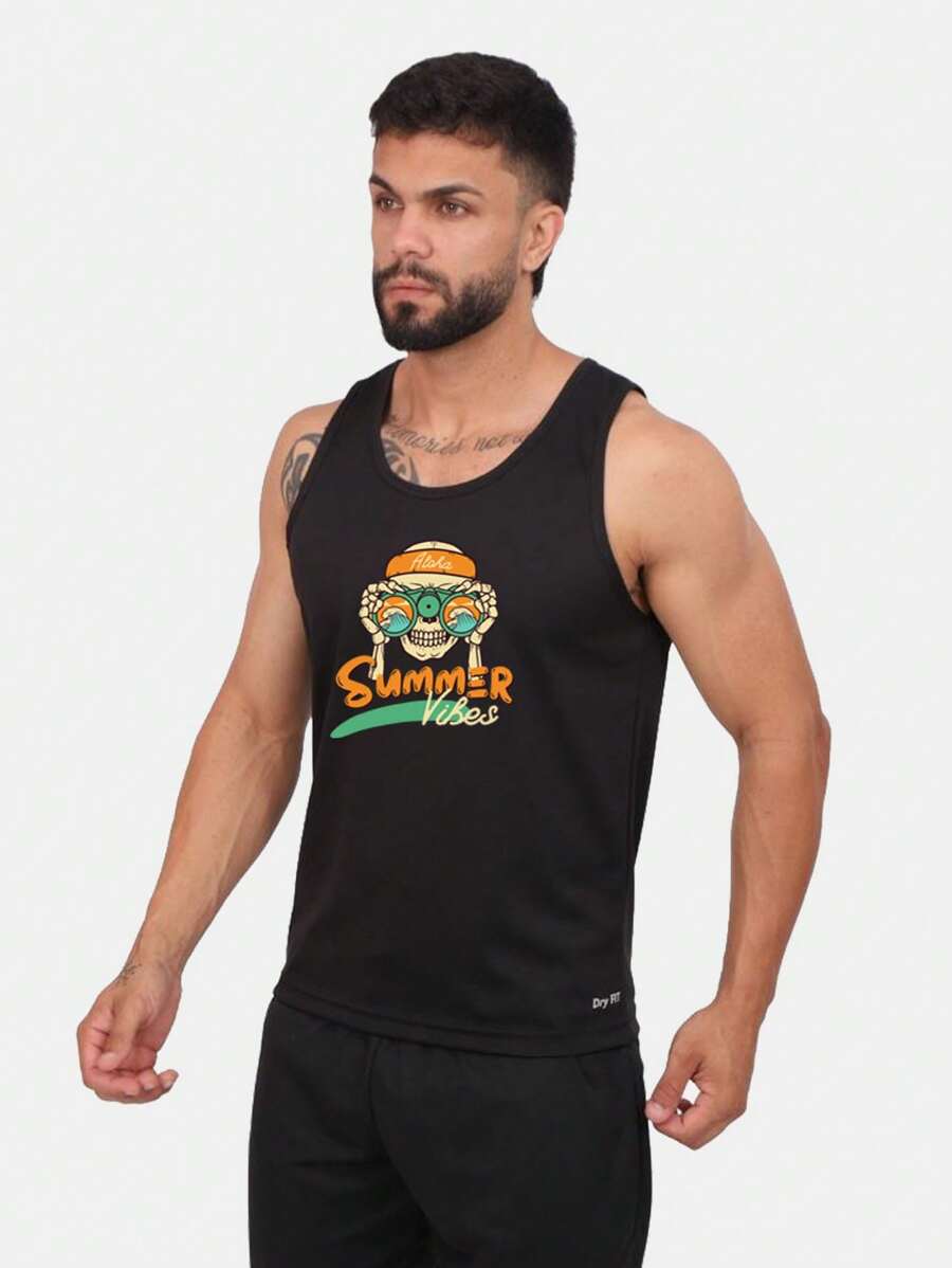 Men Tank Tops - 黑色 - 查看 1