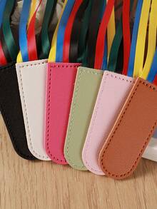 Dấu trang ruy băng hình bán nguyệt, màu hồng, dấu trang đọc bằng da PU có ruy băng dệt cho sổ nhật ký - Màu Hồng Tươi - Xem 6