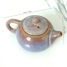 1pc Kiln Change Tianmu Glaze Teapot Ceramic Tea Set, Gaiwan Tea Pot, Small Capacity Tea Kettle For Home Use. Note: The Color Of The Teapot Will Vary Due To The Kiln Change Process. - Blue - View 4