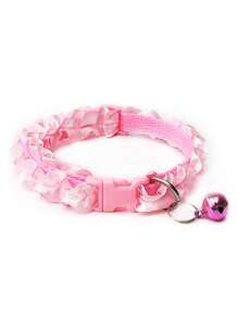 寵物貓用蕾絲和鈴鐺項圈 - 粉色 - 查看 8