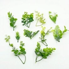 20入/袋塑料水草人造花卉，適用於家居裝飾掛壁桌面DIY花環禮物剪貼簿假植物 - 綠色 - 查看 2