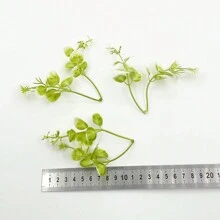20入/袋塑料水草人造花卉，適用於家居裝飾掛壁桌面DIY花環禮物剪貼簿假植物 - 綠色 - 查看 6