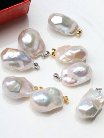 1 件复古风格天然淡水珍珠巴洛克吊坠，带不对称 20-25 毫米白色钻石形锆石和 S925 纯银，新娘珠宝结婚礼物