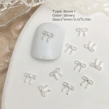30Pcs Small Tiny Bows For Nails, Mini Bows Charms For Natural Short Nail, Metal Alloy Bows For Nails Toes, Bows For Crafting DIY Nail Gems Nail Supplies