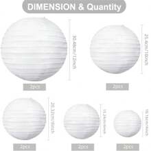 10Pcs White Chinese Japanese Paper Lantern Mixed Size Hanging Paper Lantern Decoration Party Lantern For Wedding Birthday Halloween Party DIY, 5 Sizes,Christmas