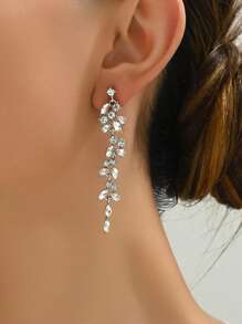 1 Paar Luxuriöse, Minimalistische Quasten-strass-ohrringe, Zart, Strahlend, Verführerisch, Modisch, Funkelnd, Für Frauen Und Teenager, Hochzeitsbankette, Abschlussbälle, Musikfestivals, Geeignet Für Den Urlaub.