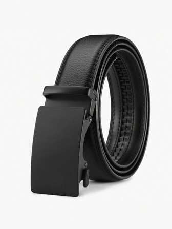 Cinturón clásico de moda negro con hebilla automática para hombres de negocios