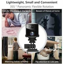 Cámara mini wifi de 5MP con audio bidireccional, batería incorporada de 3000mAh, detección humana PIR, cámara de seguridad WIFI, cámara de seguridad para el hogar sin cables OKAM PRO - Negro - Ver 7