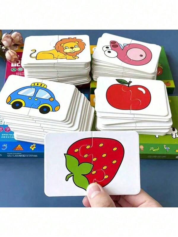 1 Set/16pcs, Double-Sided Flash Cards For Kids Learning Cognitive Cards, 8 Themes: Transportation, Animals, Fruits, Etc, Preschool Educational Toys & Desktop Games For Toddlers & Kindergarten Gifts,Kids Craft,Kids Crafts,Arts And Crafts Kids
