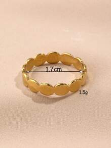 1 Pieza Anillo Único Para Mujer De Círculo Simple Y Moderno En Acero Inoxidable Dorado Amarillento, Adecuado Para Decoración Diaria O Regalo