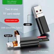 精緻便攜：多功能迷你OTG讀卡器，具有Type-C和USB雙接口，可輕鬆從TF卡傳輸數據，適用於擴展Type-C接口手機的記憶體！ - 銀色 - 查看 4