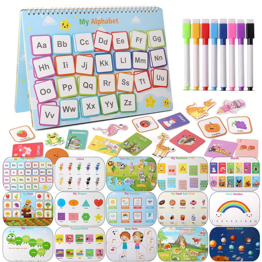 Montessori Busy Book For Toddlers, Suitable For Ages 1-3 And 2-4, Includes 30 Themed Coloring Books, Sensory Learning Toys, Educational Christmas/Birthday Gift For Boys And Girls - Multicolor - View 1