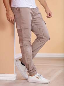 Calça colorida cargo com punho na perna com 8 bolsas