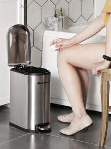 SONGMICS Cubo de Basura Delgado, Cubo de Basura Pedal de 10 L, Acero, Cubo Interior Extraíble, Cierre Lento, para Espacios Estrechos, Plata MLTB10NL - Plateado - Ver 1
