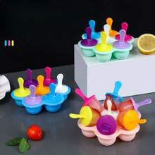 1 juego de molde de paleta de helado de colores aleatorios, molde pequeño de silicona para paletas de hielo para hogar, cubo del hielo, fiesta, viaje, bodas, cumpleaños, graduaciones, despedidas de soltera, cocina, artículos de almacenamiento, decoración, exteriores. - Multicolor - Ver 1