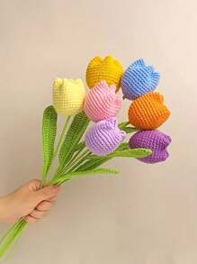 1 件人造针织郁金香花，逼真的仿真花朵 DIY 艺术工艺品，适用于母亲节、父亲节、月份、情人节、花束、家居餐桌和客厅装饰，适合室内和室外使用。，圣诞节 - 彩色 - 查看 10
