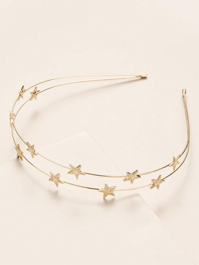1 قطعة شريط رأس نجمي مزدوج الطبقة للنساء، تصميم فريد لشريط الشعر بنجمة، شريط رأس أنيق وبسيط وحلو، شريط رأس رفيع متناسق، إكسسوارات شعر تيجان، شرائط شعر، أطواق شعر