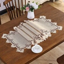 1buc, Aleer de masă, Aleer de masă din dantelă în stil retro, Aleer de masă creativ din dantelă din pânză, potrivit pentru decorarea casei, cârpă de masă dreptunghiulară de nuntă, foarte potrivit pentru eșarfă și husă de masă