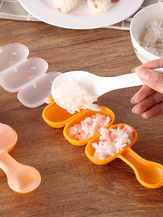 2pcs Plastic Sushi Rice Ball Mold With Small Rice Spoon
