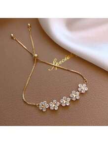 1pc Brick-Inlaid Snowflake Zirconia Fashionable Simple Bracelet - High-End, Versatile Ornament With Elegant Valentine's Day Accessories