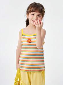 Balabala Young Girl 2024 New Summer Collection, Striped Camisole Top With Sweet And Stylish Design - Yellow - View 3