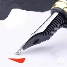 Handmade Longsword Sharpening Steel Fountain Pen, Extra Large Iridium Nib Calligraphy Pen For Men, 2.5mm Double Layered Pen Used In Competitions - Bright Black 1 Piece - View 9