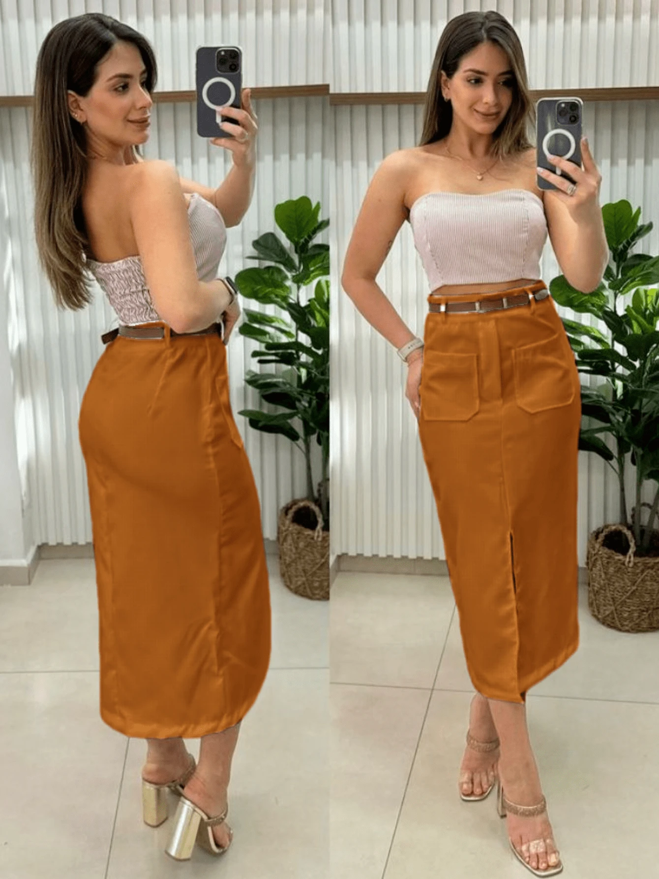 Women Skirts - Màu Khaki - Xem 1