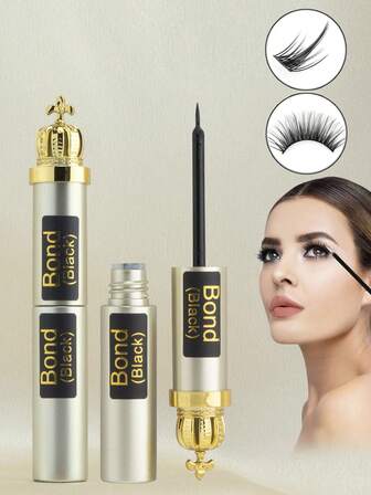 1支超持久睫毛胶 | 防水睫毛嫁接胶，适用于假睫毛簇 | 低致敏性睫毛胶，适合敏感眼部 | 自然混合假睫毛胶（黑色 6ml）