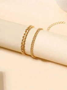 5pcs New Fashion Zinc Alloy Material Waterproof Tarnish Resistant Twisted, Snake & Beaded Chain Bracelet Set, Perfect For Women's Daily Wear, Party Dressing And Gift Giving(Do Not Wear During Exercise Or Bathing)