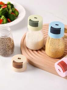 4pcs Portioned Salt Shaker Airtight Moisture-Proof Salt Cellar Seasoning Containers Spice Bottles Kitchen Condiment Set - 4pcs Multicolor - View 2