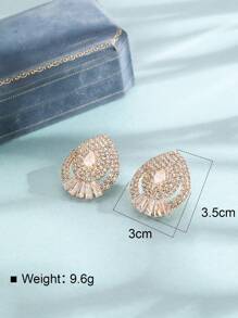 1 Par De Pendientes De Botón Con Forma De Lágrima De Piedra Transparente Gris Ligera Para Mujeres, Niñas, Oficina, Vida Diaria, Viajes