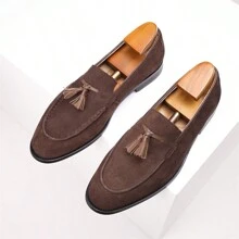 Herren Sommer Lässig Loafer Schuhe mit Fransen, Slip-On im britischen Stil, Wildleder Mokassins, Business Penny Loafer, modisch vielseitige Wildleder Leder Loafer für Herren, geeignet für Meetings und Bankette