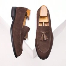 Herren Sommer Lässig Loafer Schuhe mit Fransen, Slip-On im britischen Stil, Wildleder Mokassins, Business Penny Loafer, modisch vielseitige Wildleder Leder Loafer für Herren, geeignet für Meetings und Bankette