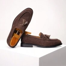 Herren Sommer Lässig Loafer Schuhe mit Fransen, Slip-On im britischen Stil, Wildleder Mokassins, Business Penny Loafer, modisch vielseitige Wildleder Leder Loafer für Herren, geeignet für Meetings und Bankette
