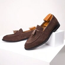 Herren Sommer Lässig Loafer Schuhe mit Fransen, Slip-On im britischen Stil, Wildleder Mokassins, Business Penny Loafer, modisch vielseitige Wildleder Leder Loafer für Herren, geeignet für Meetings und Bankette