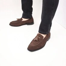 Herren Sommer Lässig Loafer Schuhe mit Fransen, Slip-On im britischen Stil, Wildleder Mokassins, Business Penny Loafer, modisch vielseitige Wildleder Leder Loafer für Herren, geeignet für Meetings und Bankette