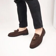 Herren Sommer Lässig Loafer Schuhe mit Fransen, Slip-On im britischen Stil, Wildleder Mokassins, Business Penny Loafer, modisch vielseitige Wildleder Leder Loafer für Herren, geeignet für Meetings und Bankette