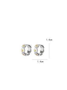 1 par de pendientes minimalistas de alta gama con gotitas de pegamento en forma de girasol blanco de moda