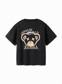 Balabala Tween Boys Base Shirt Children's Short Sleeve T-Shirt Boys' Medium And Large Children's Summer Cool  Casual Top