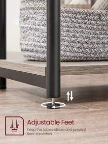 VASAGLE Juego de 2 Mesas Auxiliares, Mesitas Sofá de 2 Niveles, Mesillas de Noche, Estructura de Acero, para Salón, Dormitorio, Oficina Casa, Estilo Industrial, Greige Brezo y Negro Clásico - Beis - Ver 10