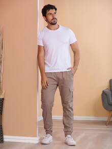 Calça colorida cargo com punho na perna com 8 bolsas