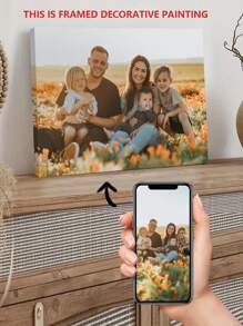 1pc Framed Creative Canvas Print Poster, Custom Photo Print, Personalized Photo Canvas Wall Art, Valentine's Day Decor, Artwork Wall Painting For Gift, Keepsake, Bathroom, Bedroom, Office For Him Her, Friends For Anniversaries, For Valentine's Day, For Mother's Day, For Birthdays, For Children's Day, For Graduation, For Weddings, For Housewarming Dining Room, Living Room, Bedroom, Office, Tea Room, Home, Valentine Day Decor Gifts, Slow Summer Living, Customized Wall Art, Chic Autumn