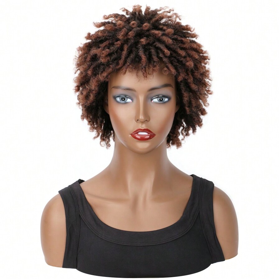 Short Dreadlock Wig Synthetic Short Dreads Wig Afro Curly Faux Locs