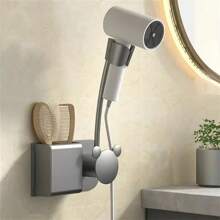 1 pièce Étagère de salle de bain murale sans perçage, étagère de rangement multifonctionnelle. Support pour sèche-cheveux et porte-papier toilette