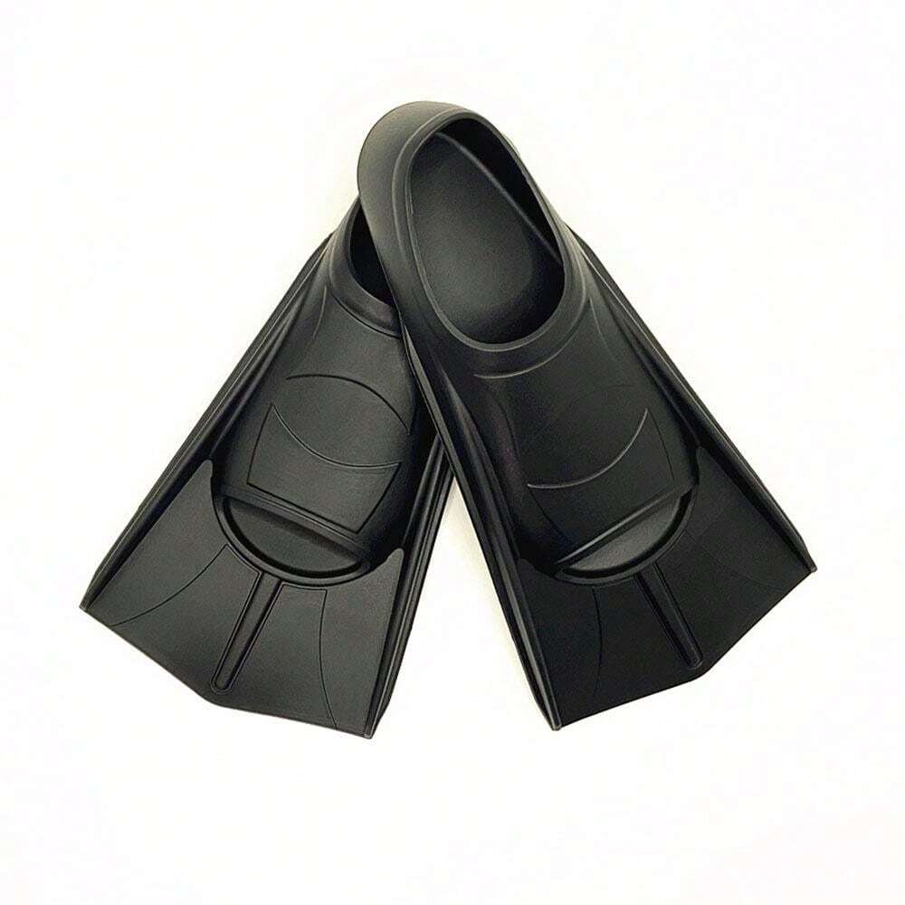 1 Pair Silicone Swim Fins For Youth Training And Diving, Short Blade Flippers For Freestyle And
